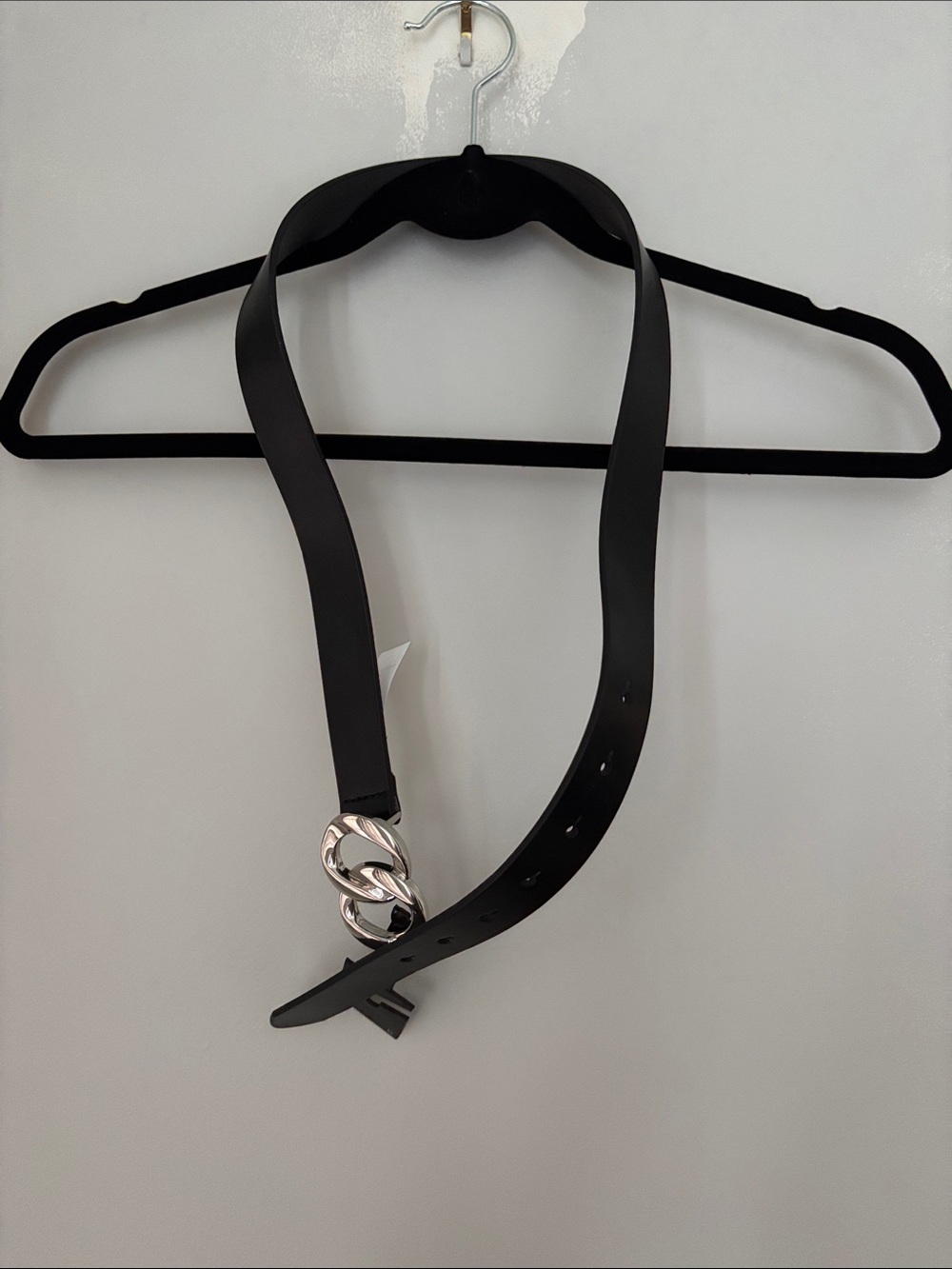 Express Black Belt with Silver Chain-Link Buckle